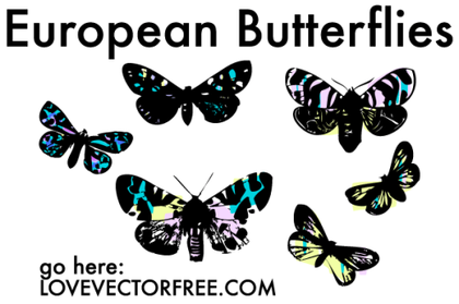 Stained Glass Butterflies Vector