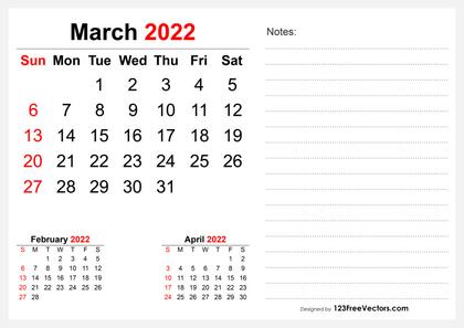 2022 March Desk Calendar Design