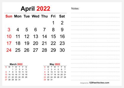 2022 April Desk Calendar Design