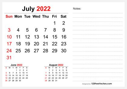 2022 July Desk Calendar Design