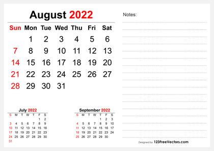 2022 August Desk Calendar Design