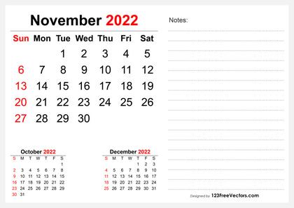 2022 November Desk Calendar Design