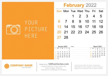 February 2022 Desk Calendar