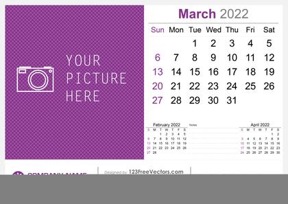 March 2022 Desk Calendar