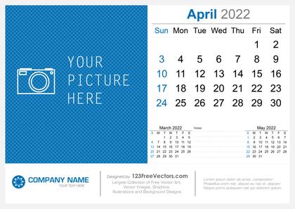 April 2022 Desk Calendar