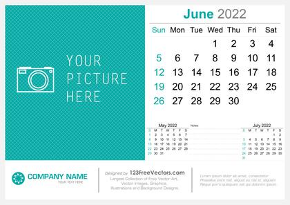 June 2022 Desk Calendar