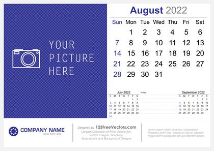 August 2022 Desk Calendar