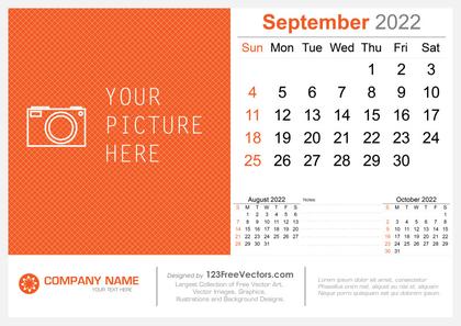 September 2022 Desk Calendar
