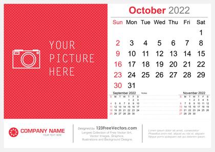 October 2022 Desk Calendar
