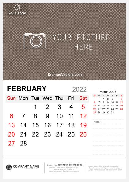 Wall Calendar February 2022
