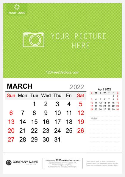 Wall Calendar March 2022
