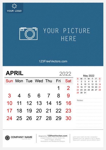 Wall Calendar April 2022