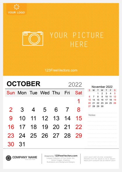 Wall Calendar October 2022