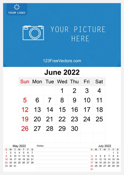 2022 June Wall Calendar Template Free