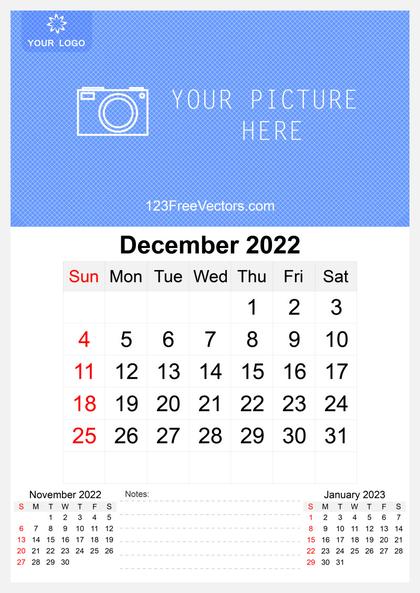 2022 December Wall Calendar Template Free