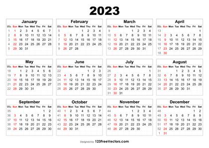 Free Download 2023 Calendar with Week Numbers