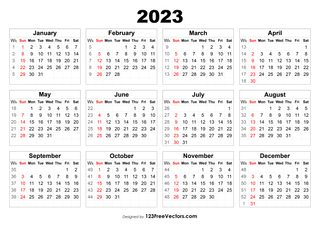 Free Download 2023 Calendar with Week Numbers