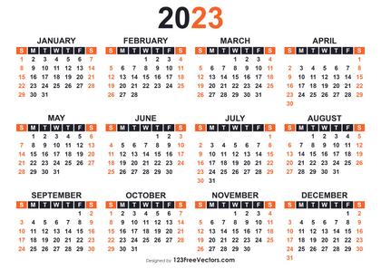 Yearly Calendar 2023 Printable