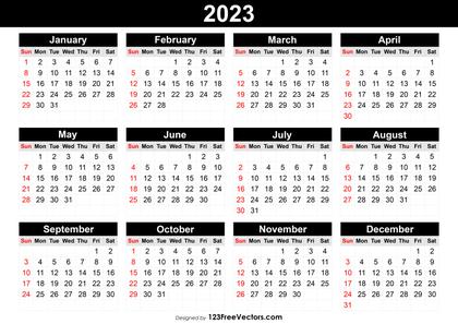Free Printable Yearly Calendar 2023