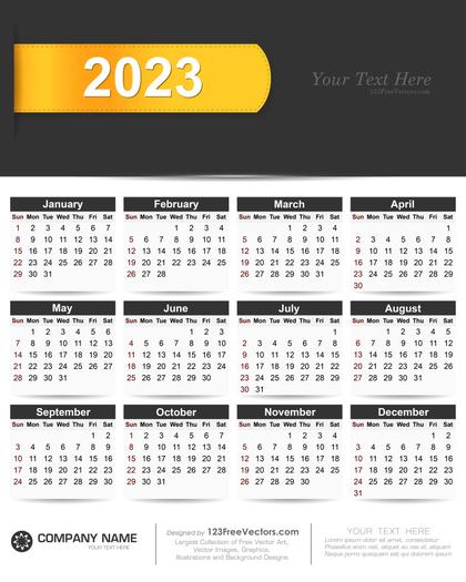 2023 Calendar Vector Free Download