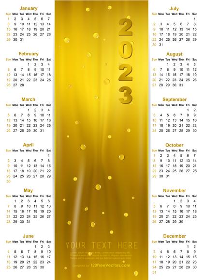 Vector Golden Calendar 2023