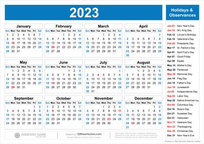 Free Printable 2023 Calendar with Holidays