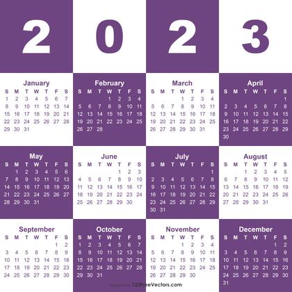 2023 Calendar Template Vector