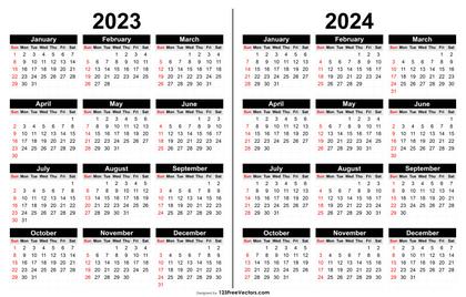 2023 and 2024 Calendar Printable