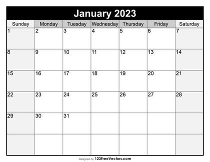 Blank Printable January Calendar 2023