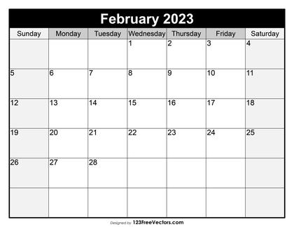 Blank Printable February Calendar 2023