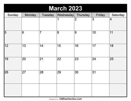 Blank Printable March Calendar 2023