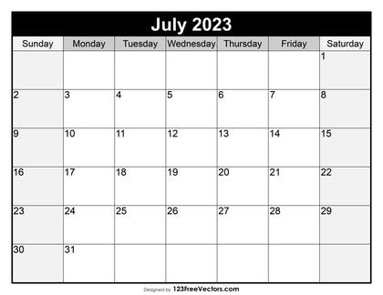Blank Printable July Calendar 2023