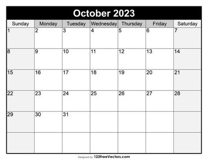 Blank Printable October Calendar 2023