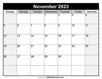 Blank Printable November Calendar 2023