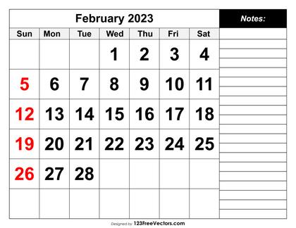 Calendar February 2023