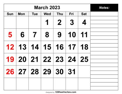 Calendar March 2023