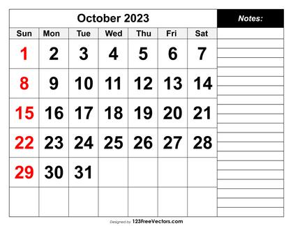 Calendar October 2023