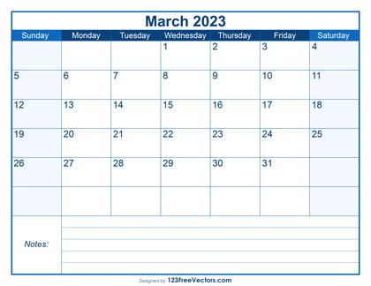 Free Printable March 2023 Calendar