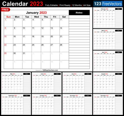 2023 Monthly Calendar