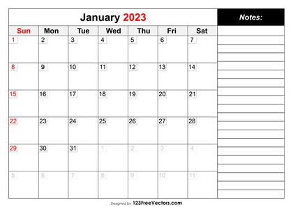 January 2023 Calendar
