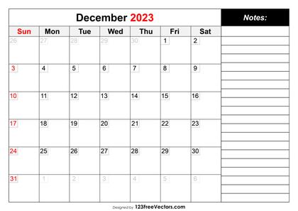 December 2023 Calendar