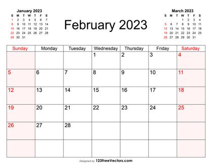 Blank February Calendar 2023