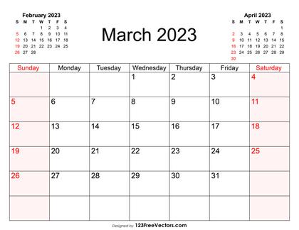 Blank March Calendar 2023
