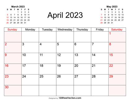 Blank April Calendar 2023