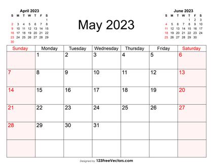 Blank May Calendar 2023