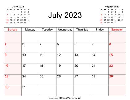 Blank July Calendar 2023