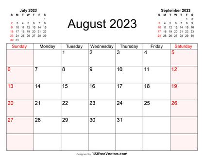 Blank August Calendar 2023