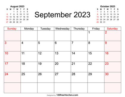 Blank September Calendar 2023