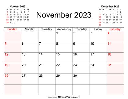 Blank November Calendar 2023