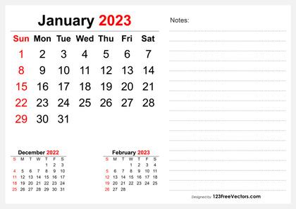 January 2023 Desk Calendar